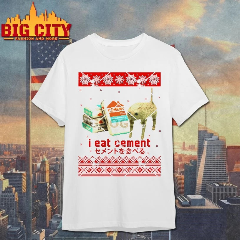 I Eat Cement Cat Funny Dank Cat Meme Ugly Christmas shirt