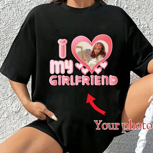 I Love My Girlfriend Custom Photo Shirt, Custom Bootleg Shirt, I Heart My Girlfriend Shirt, Boyfriends Shirt, HL40