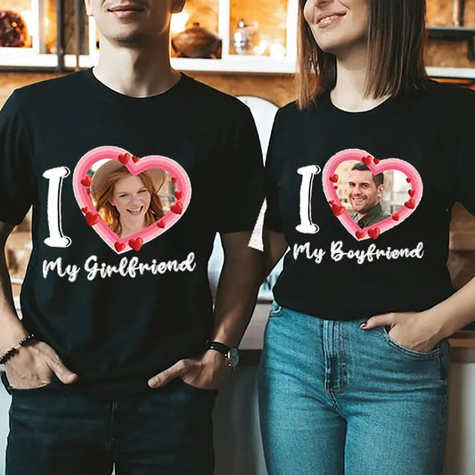 I Love My Girlfriend Custom Photo Shirt, I Love My Boyfriend Custom Photo Shirt, HL13