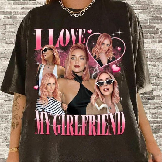 I Love My Girlfriend Shirt Custom Photo, Girlfriend Bootleg TShirt, Valentine Gift I Love My Girlfriend Custom Picture, 90s Bootleg Shirt