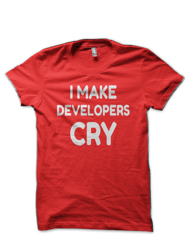 I Make Developer Cry Red T-Shirt Hoodie, Sweatshirt | PureTeeCo.com