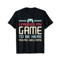 I Paused My Game to Be Here" Men's Breathable Cotton T-Shirt - Casual Crew Neck, Machine Washable, Perfect Gift for...