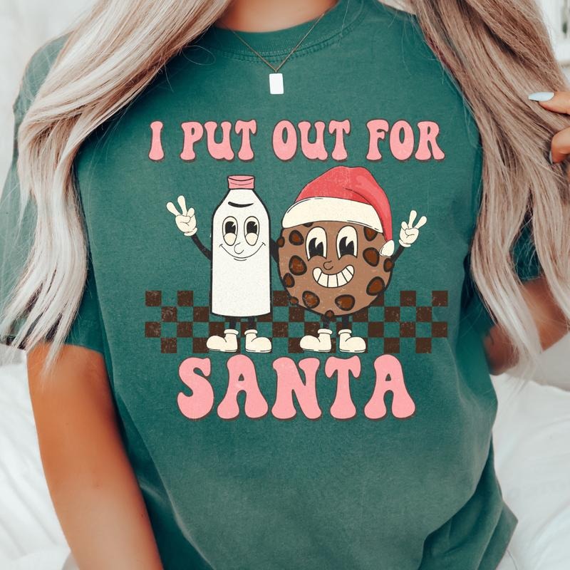 I Put Out For Santa tshirt, funny Christmas Graphic shirt, Comfort Colors T-shirt, Oversized Christmas T-shirt, Graphic...
