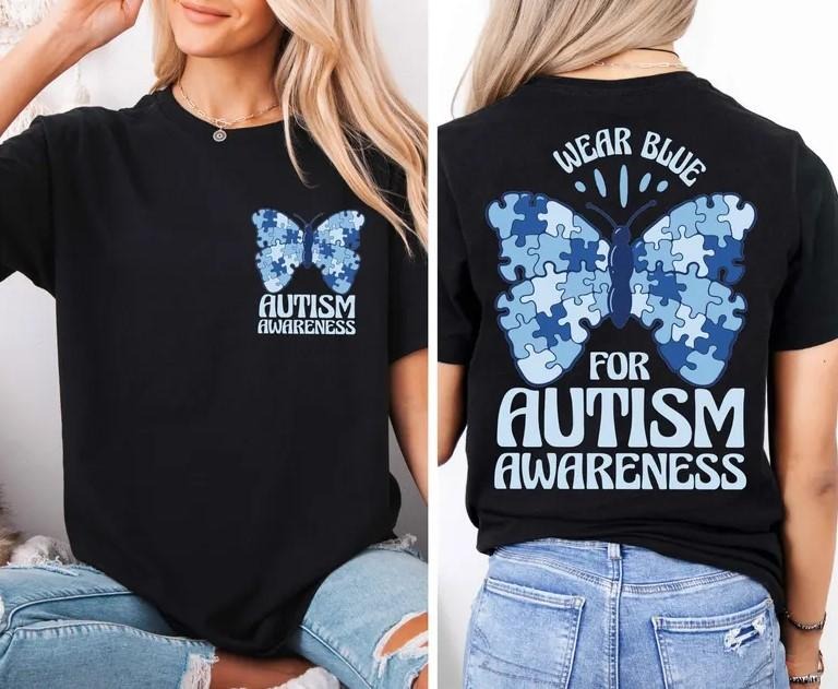 I Wear Blue For Autism Awareness T-shirt, Autism Month Shir Hoodie, Sweatshirt | PureTeeCo.com