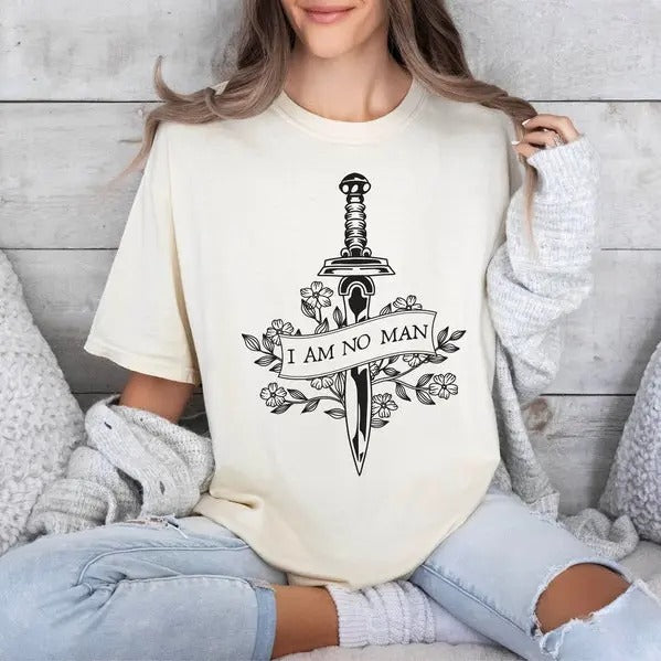 I am No Man Shirt, Booktok Merch, Dark Academia, Lord of the Rings, Girl Power, Eowyn tshirt, Book Quote, Book Lover Gift...