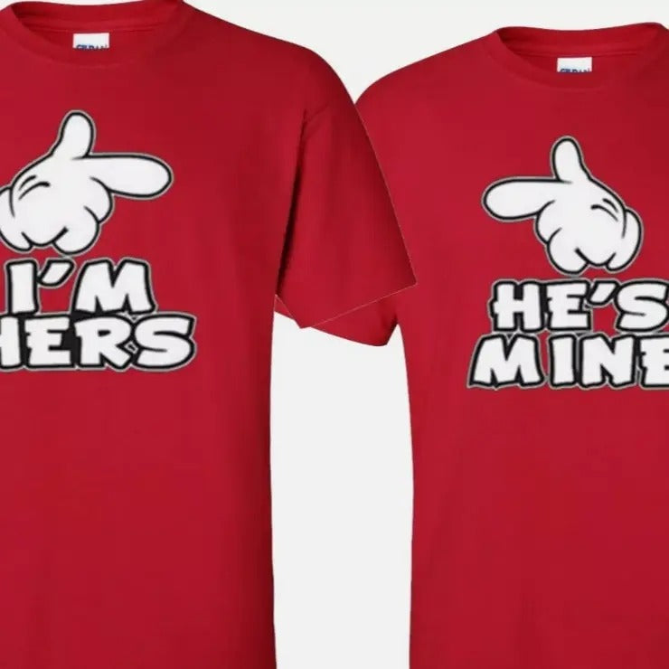 I'm Hers He's Mine Valentine Couple matching funny cute T-Shirts Hoodie, Sweatshirt | PureTeeCo.com