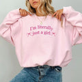 I'm Literally Just A Girl Sweatshirt, Funny Girly Crewneck, Cute Tops For Girls, Pink Coquette Bow Sweatshirt For Women,...