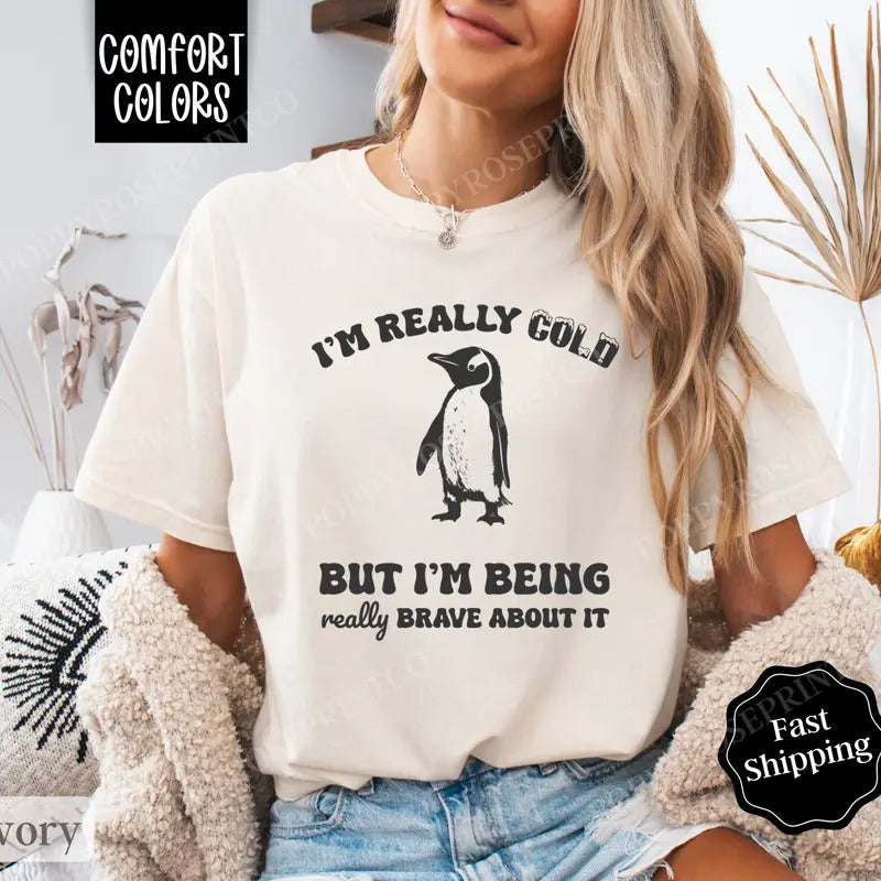 I'm Really Cold Shirt Comfort Colors, Funny TShirts, Women's Oversized Graphic Tee Hoodie, Sweatshirt | PureTeeCo.com