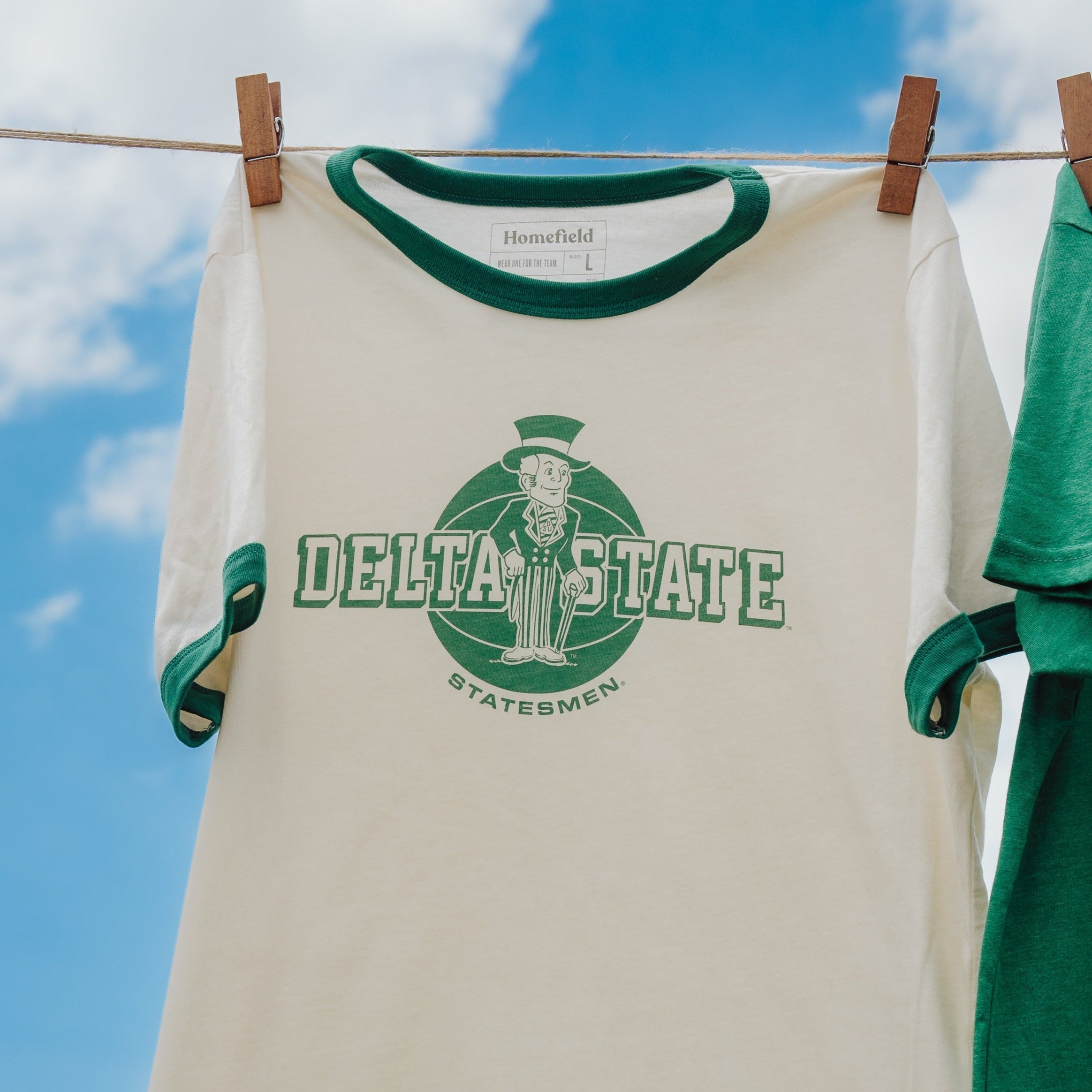 Retro Delta State Statesmen Basketball Ringer Tee Hoodie, Sweatshirt | PureTeeCo.com (Image 2)