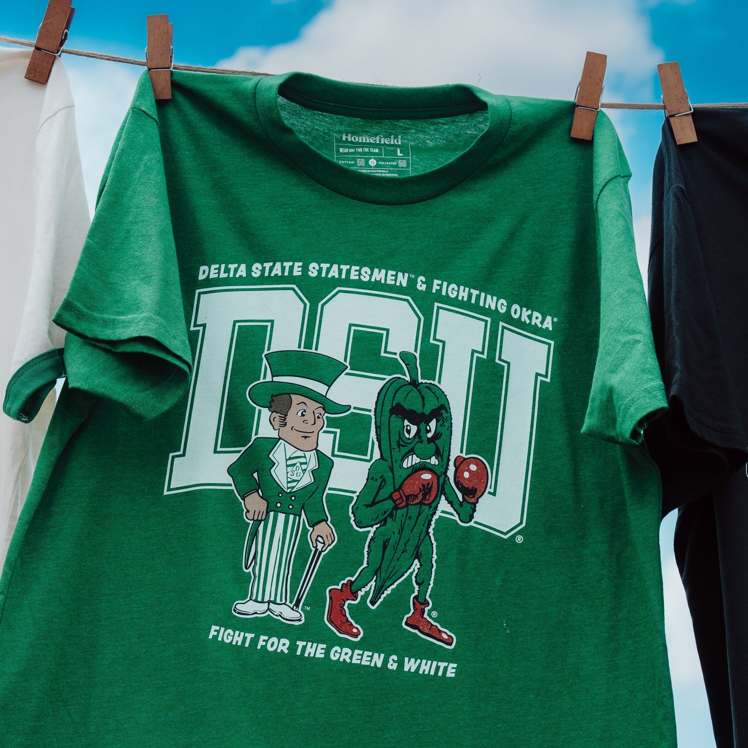 Retro DSU Statesmen and Fighting Okra Tee Hoodie, Sweatshirt | PureTeeCo.com (Image 2)