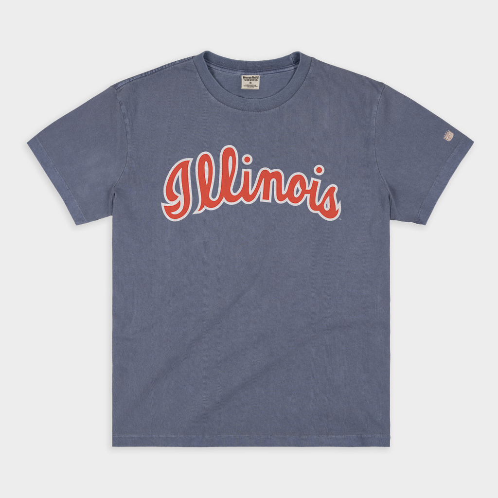1970s Illinois Basketball Script Vintage Heavyweight Tee Hoodie, Sweatshirt | PureTeeCo.com (Image 1)