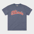 1970s Illinois Basketball Script Vintage Heavyweight Tee Hoodie, Sweatshirt | PureTeeCo.com (Image 1)