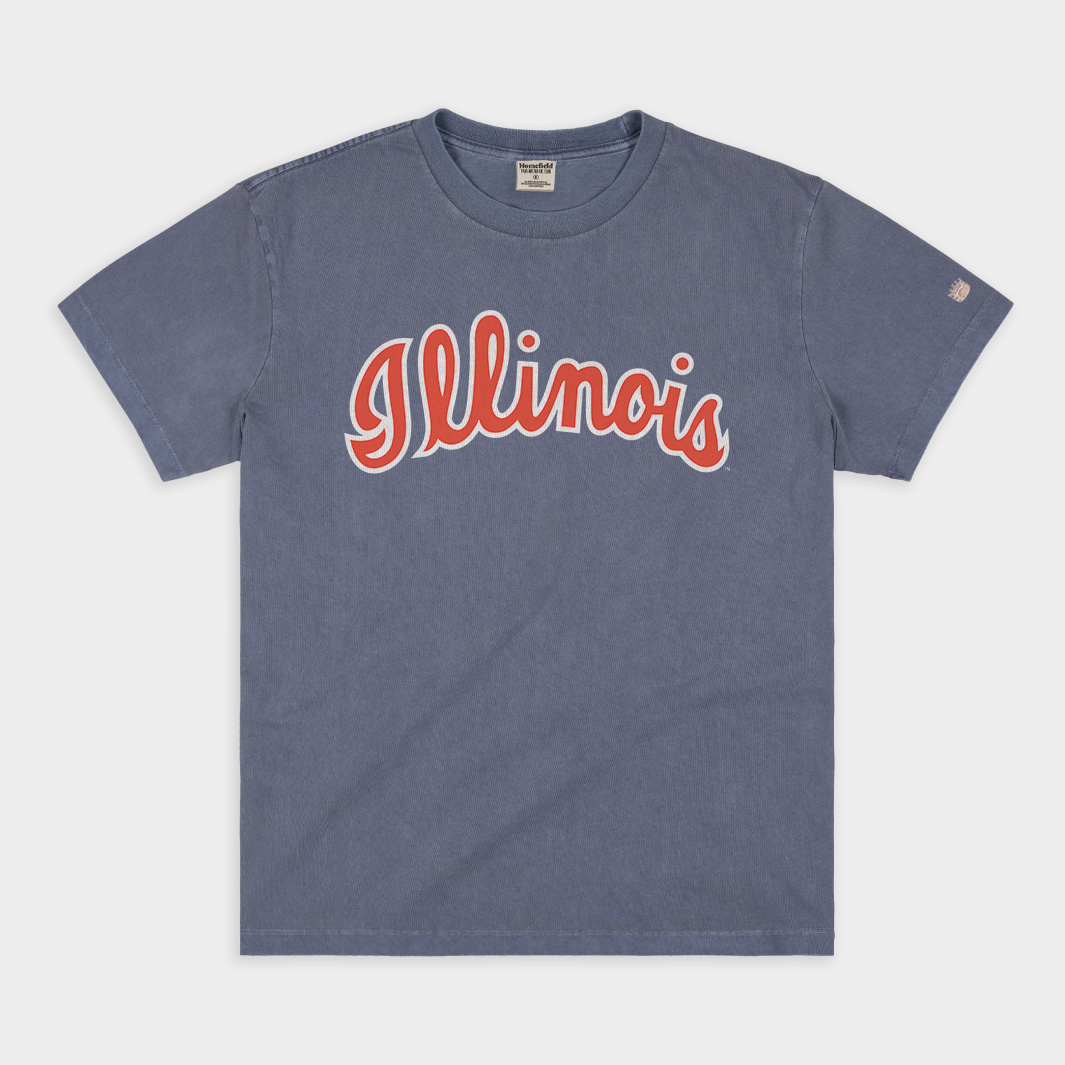 1970s Illinois Basketball Script Vintage Heavyweight Tee Hoodie, Sweatshirt | PureTeeCo.com (Image 1)