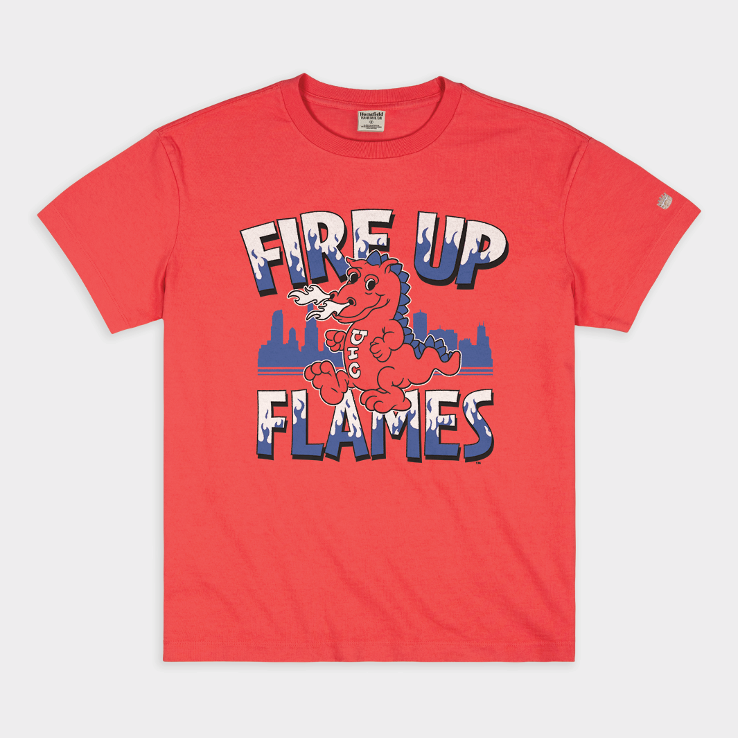 UIC Sparky D. Dragon "Fire Up Flames" Vintage Heavyweight Tee Hoodie, Sweatshirt | PureTeeCo.com (Image 1)