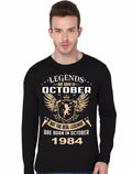 Legends Are Born In October 1984 Black Full Sleeve T-Shirt Hoodie, Sweatshirt | PureTeeCo.com