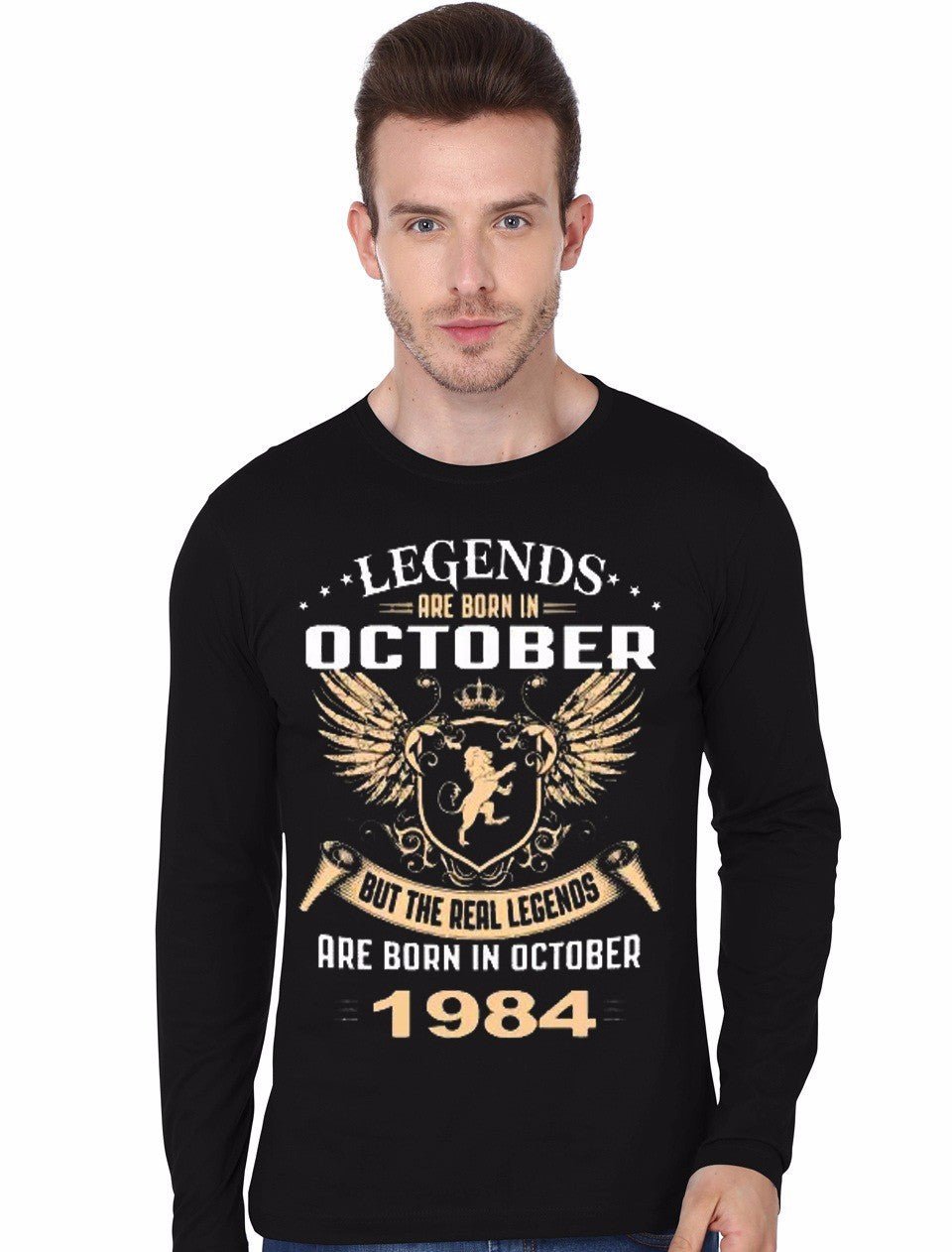 Legends Are Born In October 1984 Black Full Sleeve T-Shirt Hoodie, Sweatshirt | PureTeeCo.com