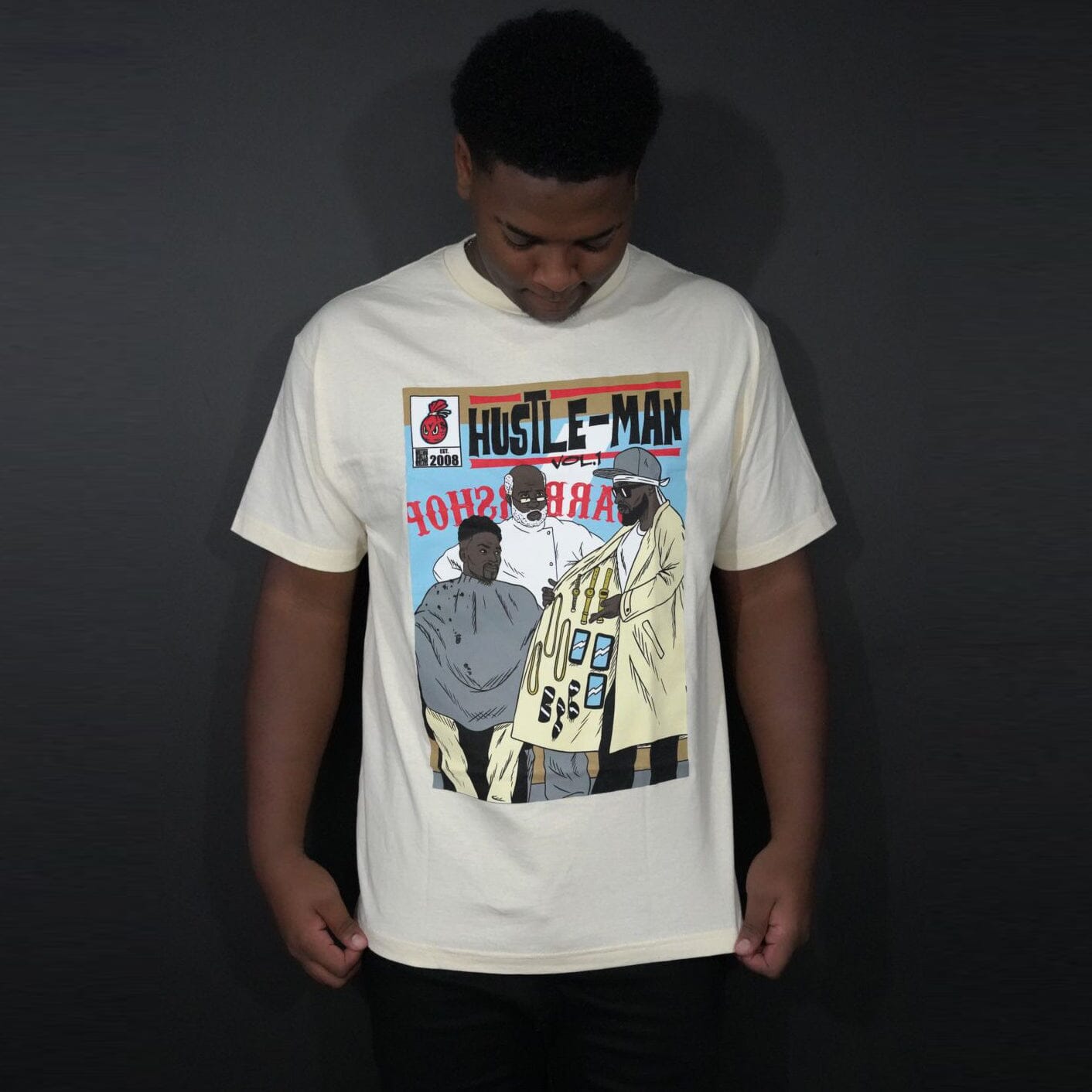 Hustle-Man Vol. 1 -  Natural Sail T-Shirt Hoodie, Sweatshirt | PureTeeCo.com (Image 2)
