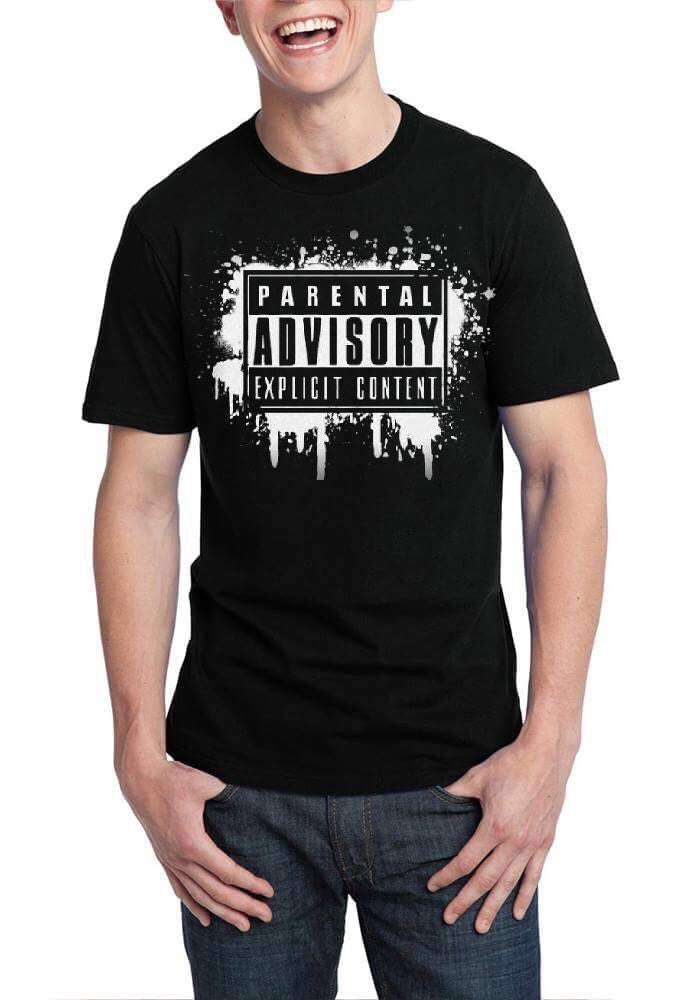 Parental Warning Advisory Explicit Content Splash Black T-Shirt Hoodie, Sweatshirt | PureTeeCo.com