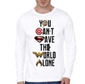 You Canâ€™t Save The World Alone Justice League White Full Sleeve T-Shirt Hoodie, Sweatshirt | PureTeeCo.com