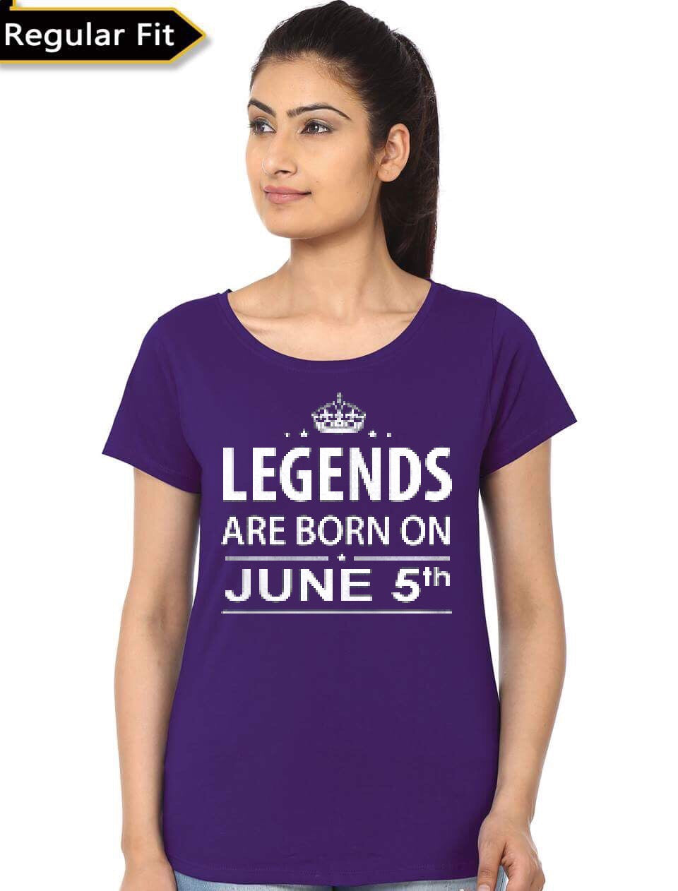 Legends Are Born On June 5th Purple Girlâ€™s T-Shirt Hoodie, Sweatshirt | PureTeeCo.com