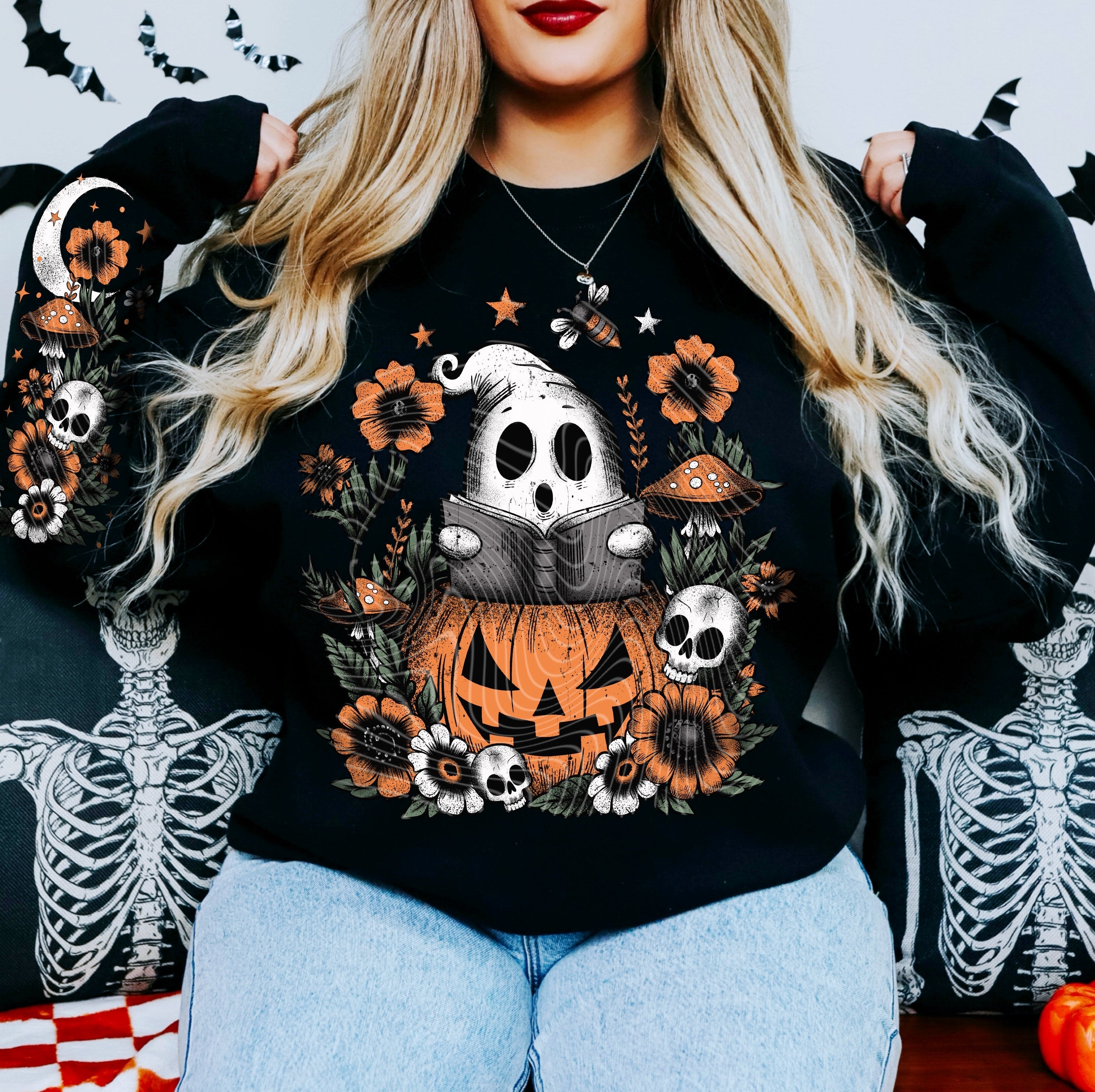 BECOME STORIES- CREWNECK SWEATSHIRT  W/ SLEEVE PRINT T-Shirts, Hoodie | PureTeeCo.com (Image 1)
