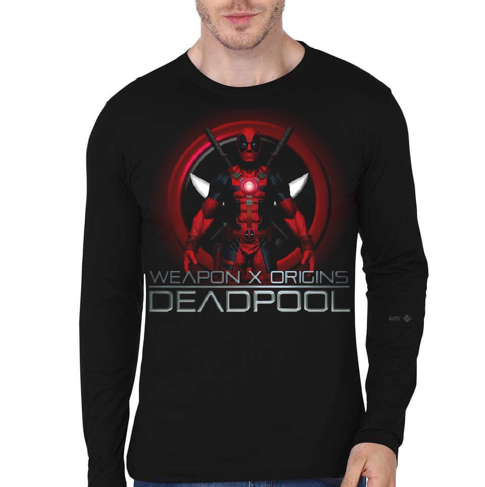 Deadpool Origin Black Full Sleeve T-Shirt Hoodie, Sweatshirt | PureTeeCo.com