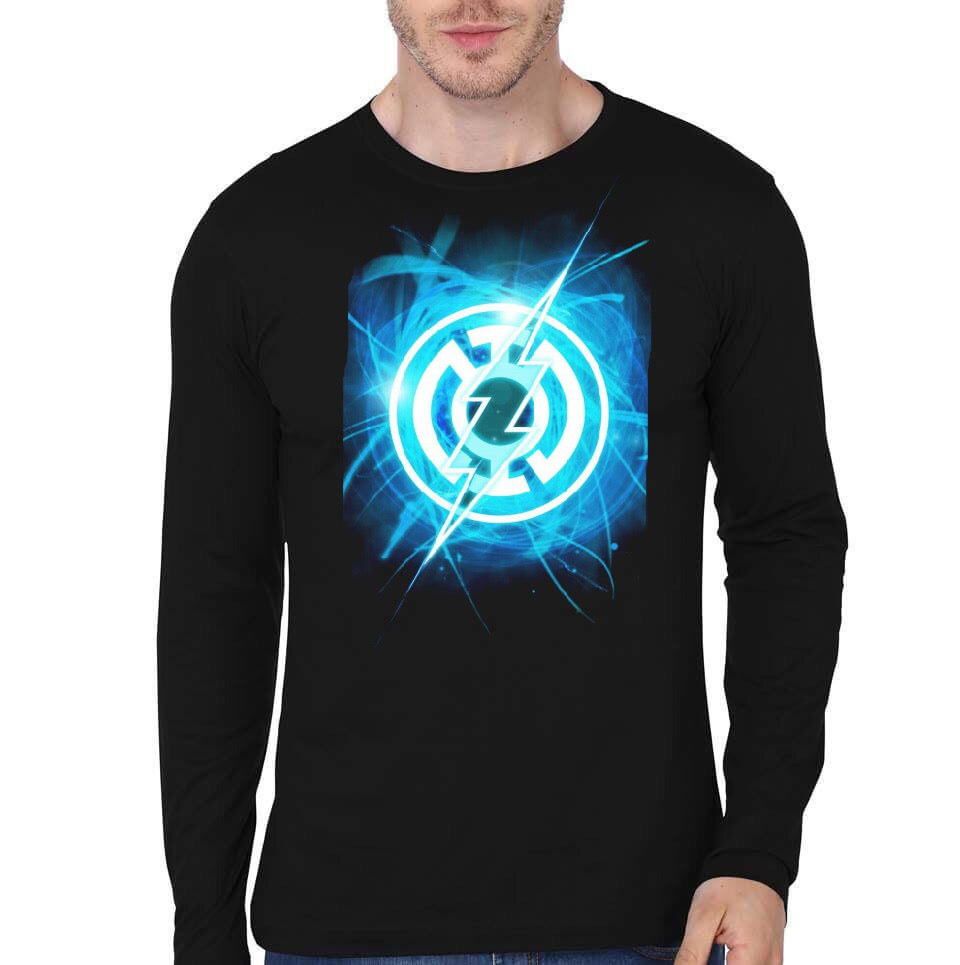 Flash Blue Lantern Black Full Sleeve T-Shirt Hoodie, Sweatshirt | PureTeeCo.com