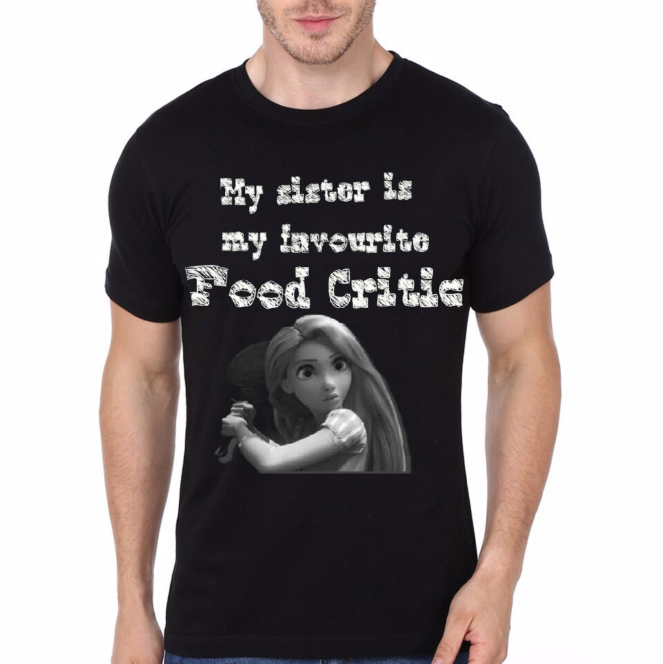 My Sister Is My Favourite Food Critic Black T-Shirt Hoodie, Sweatshirt | PureTeeCo.com
