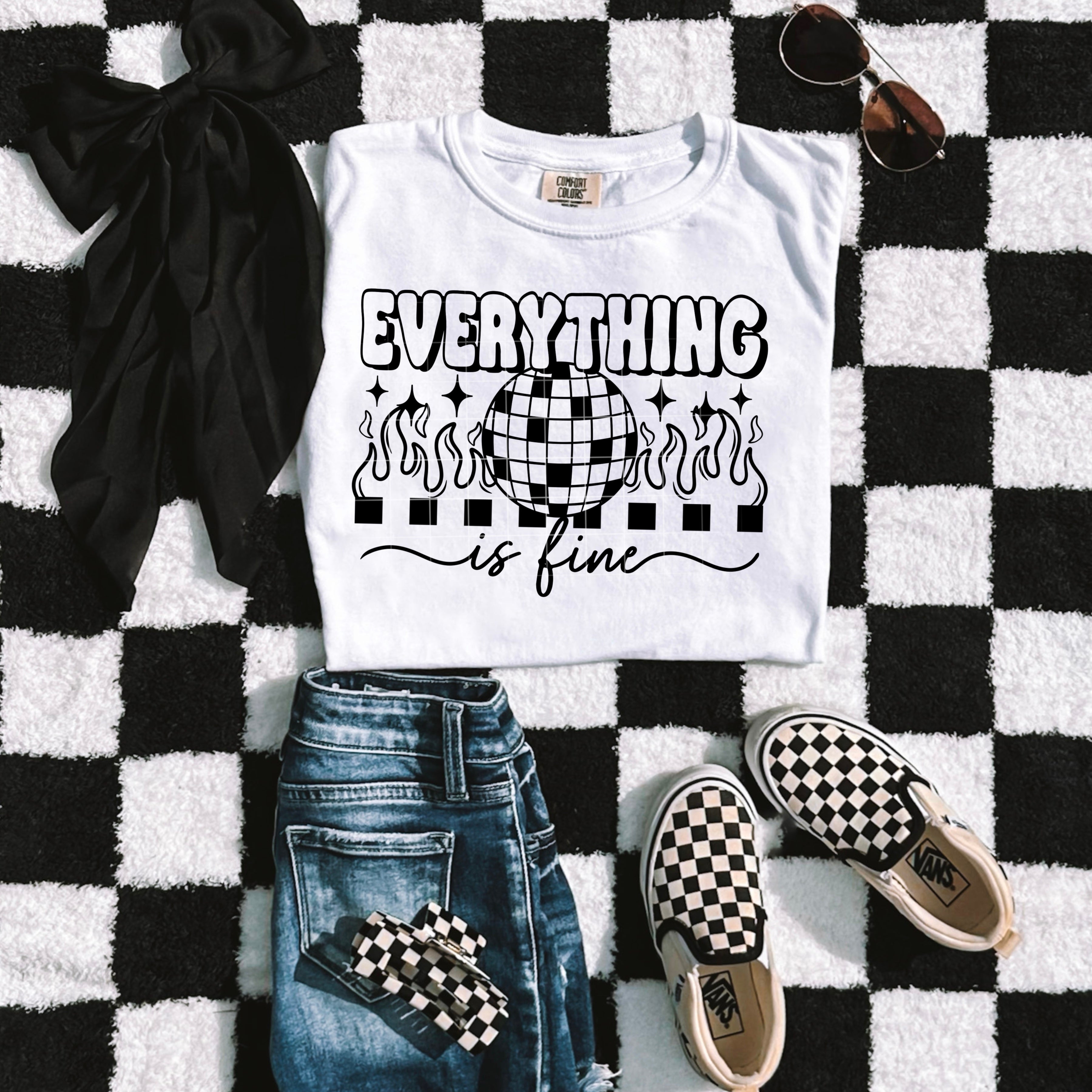 EVERYTHING IS FINE DISCO TEE Hoodie, Sweatshirt | PureTeeCo.com (Image 1)