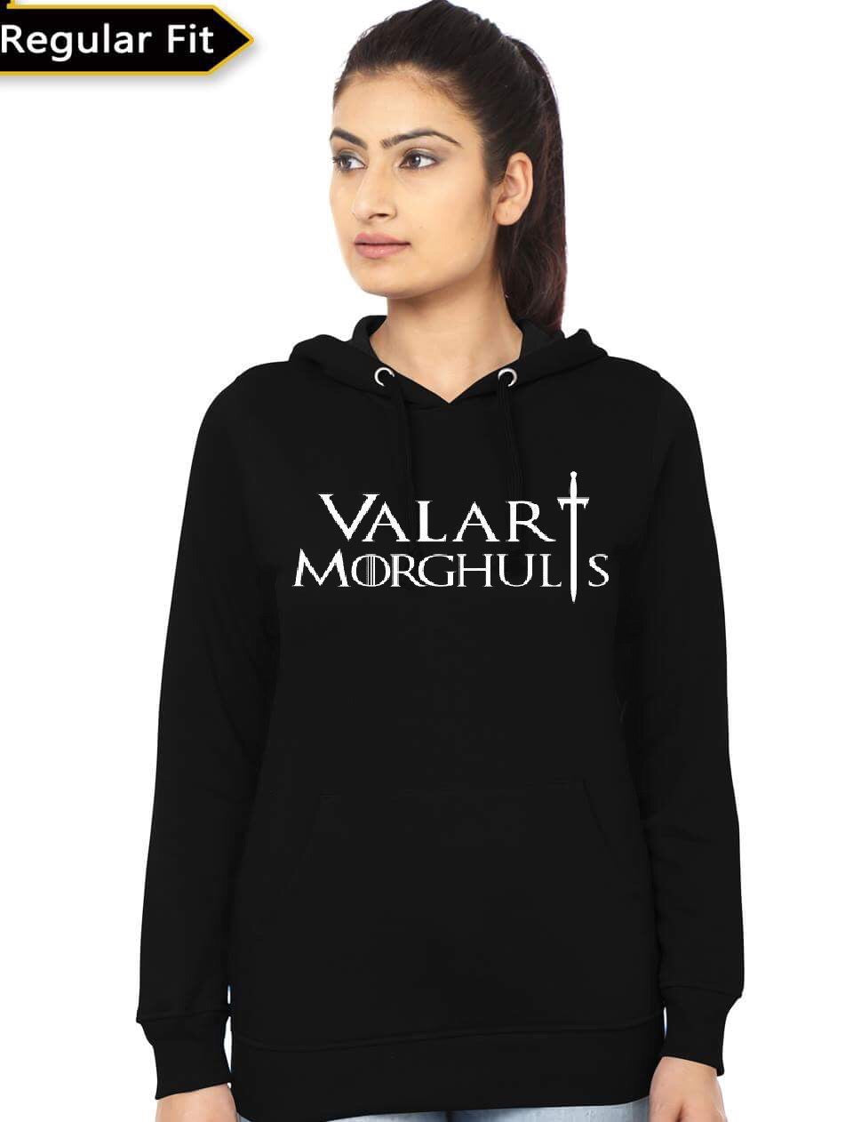 Valar Morghulis Womenâ€™s Black Hoodie T-Shirts, Sweatshirt | PureTeeCo.com