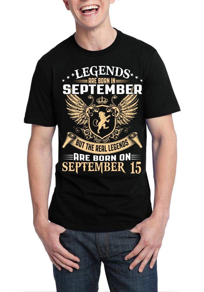 The Real Legends Are Born On September 15 Black T-Shirt Hoodie, Sweatshirt | PureTeeCo.com