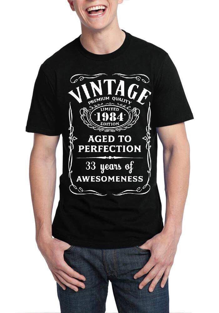 Vintage Born In 1984 Black T-Shirt Hoodie, Sweatshirt | PureTeeCo.com