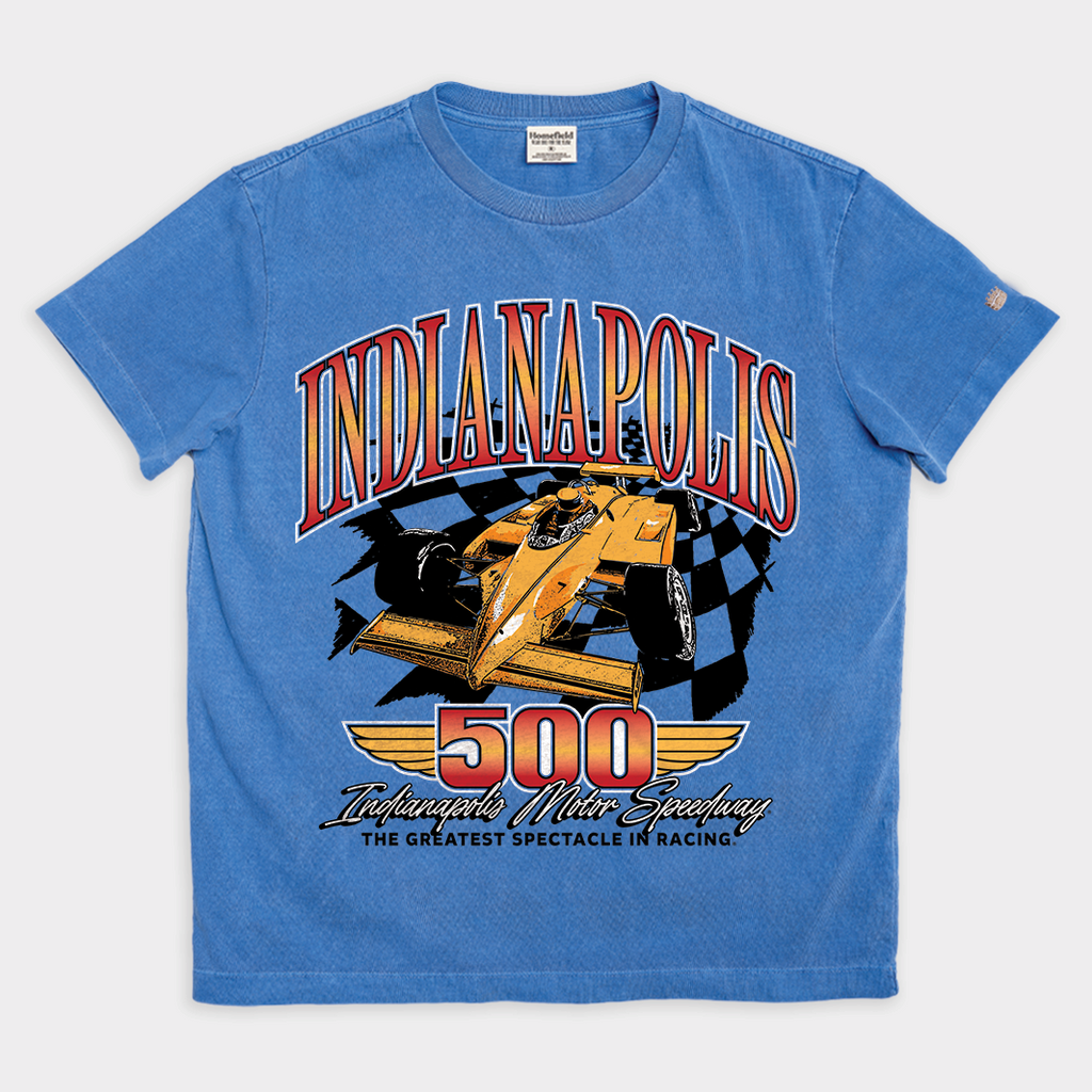 Indianapolis 500 Car Illustration Vintage Heavyweight Tee Hoodie, Sweatshirt | PureTeeCo.com (Image 1)