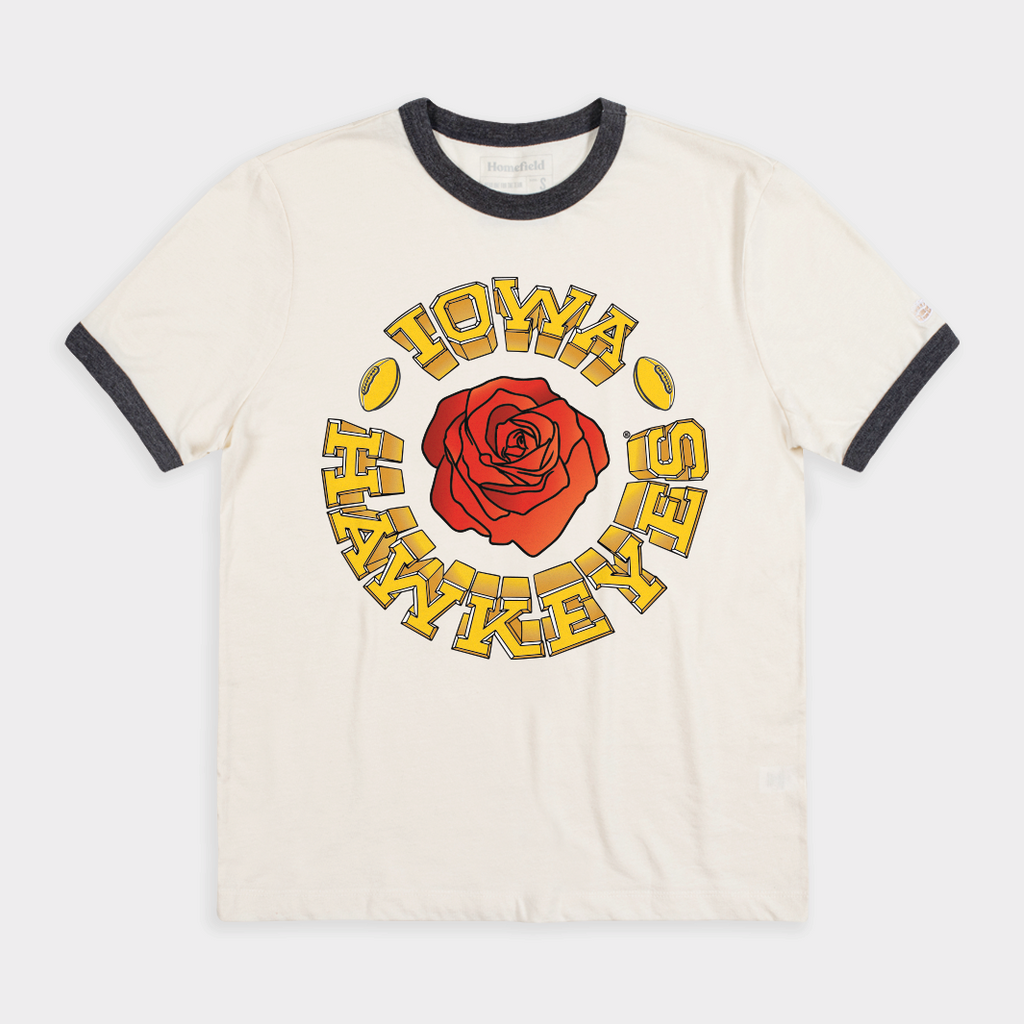 Iowa Hawkeyes Vintage Roses Ringer Tee Hoodie, Sweatshirt | PureTeeCo.com