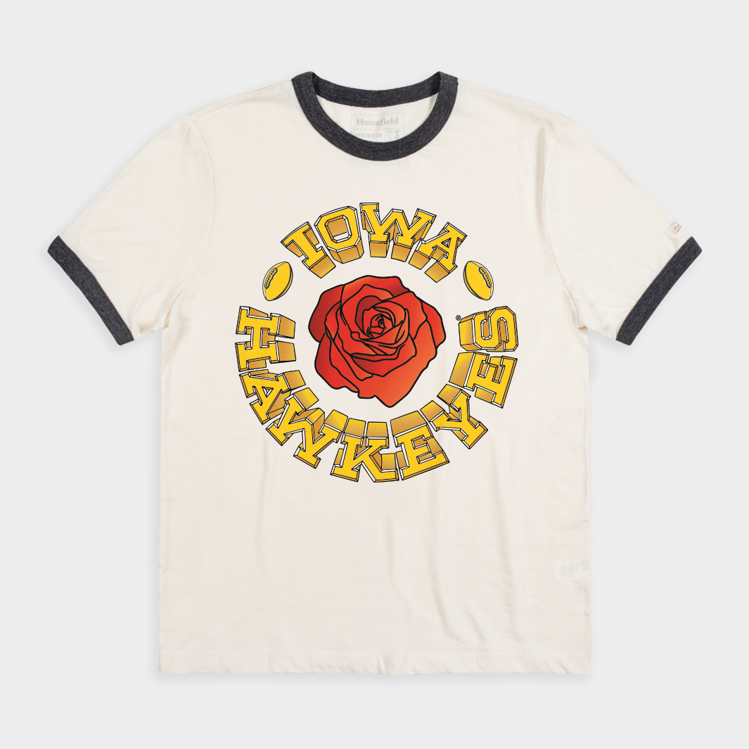 Iowa Hawkeyes Vintage Roses Ringer Tee Hoodie, Sweatshirt | PureTeeCo.com