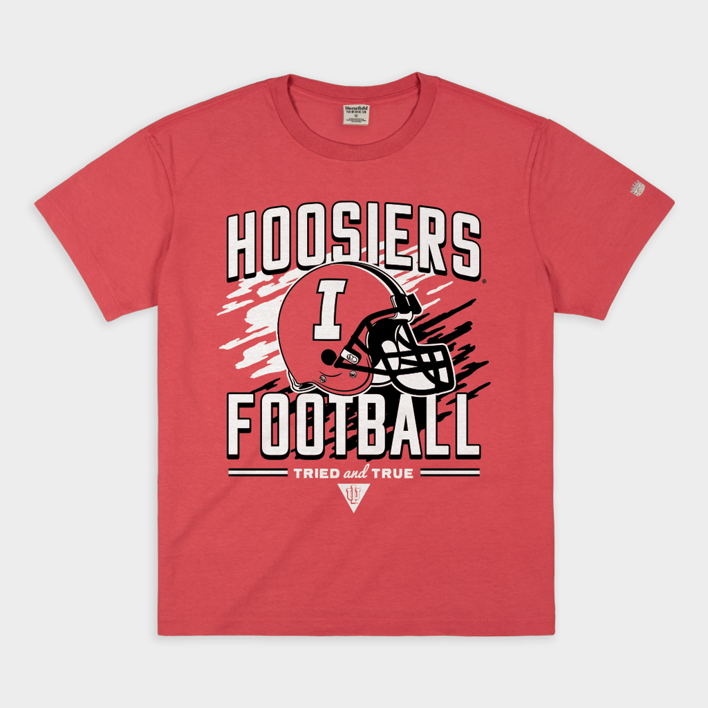 IU Hoosiers "Tried and True" Football Vintage Heavyweight Tee Style001 Hoodie, Sweatshirt | PureTeeCo.com (Image 1)