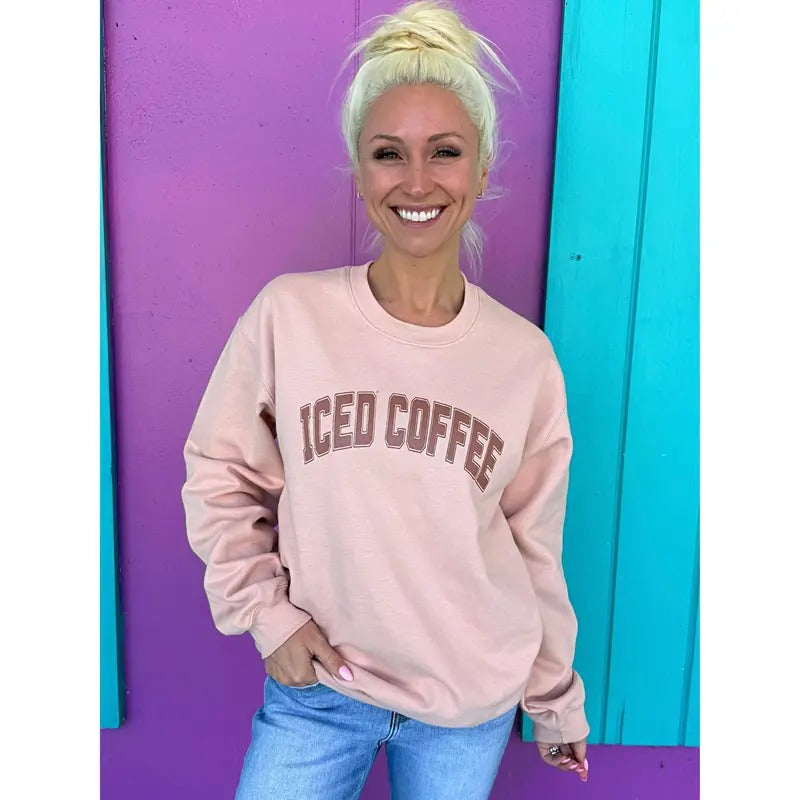 Iced Coffee Dusty Rose Sweatshirt T-Shirts, Hoodie | PureTeeCo.com