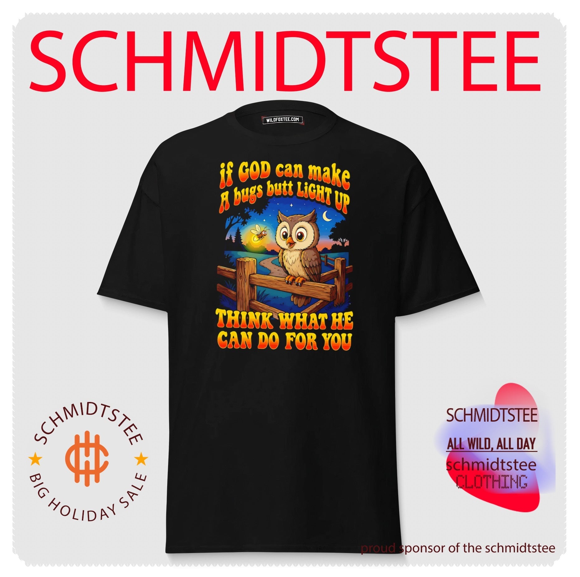 If God can make a bugs butt light up think what he can do for you cartoon owl shirt