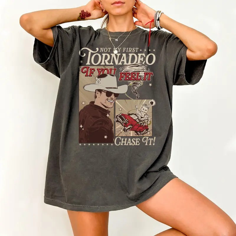 If You Feel It, Chase It Shirt, Vintage Glen Powell Shirt, Glen Cowboy, Twister 2024 Shirt, Not My First Tornadeo, Retro...