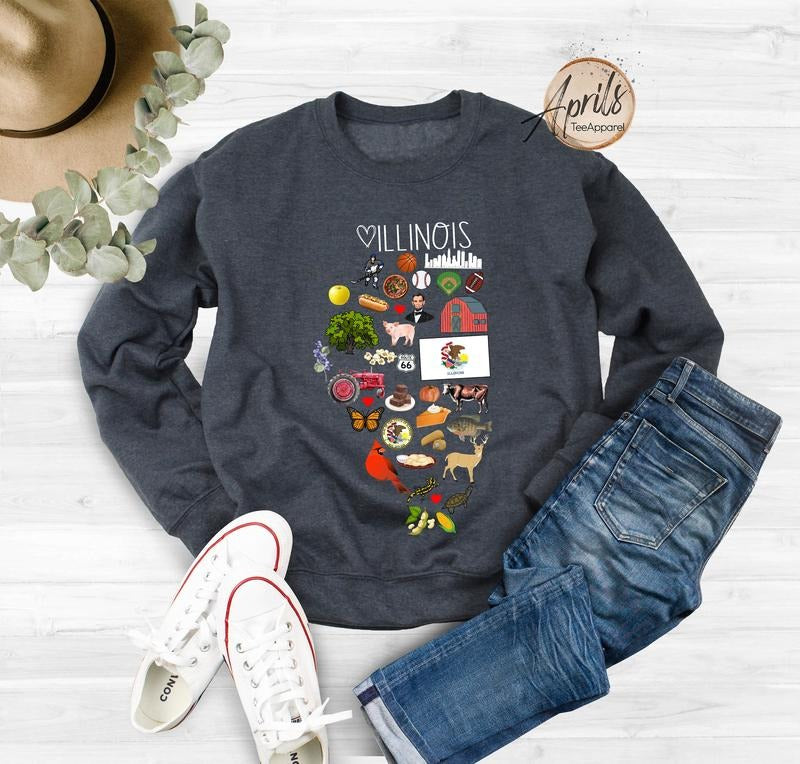 Illinois Sweatshirt, Illinois Hoodie, Gift For Women T-Shirts | PureTeeCo.com