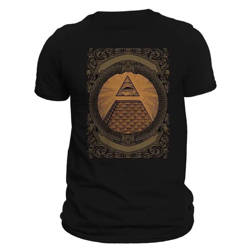 Illuminati Pyramid Engraved Style Graphic T-Shirt Casual Crewneck Hoodie, Sweatshirt | PureTeeCo.com