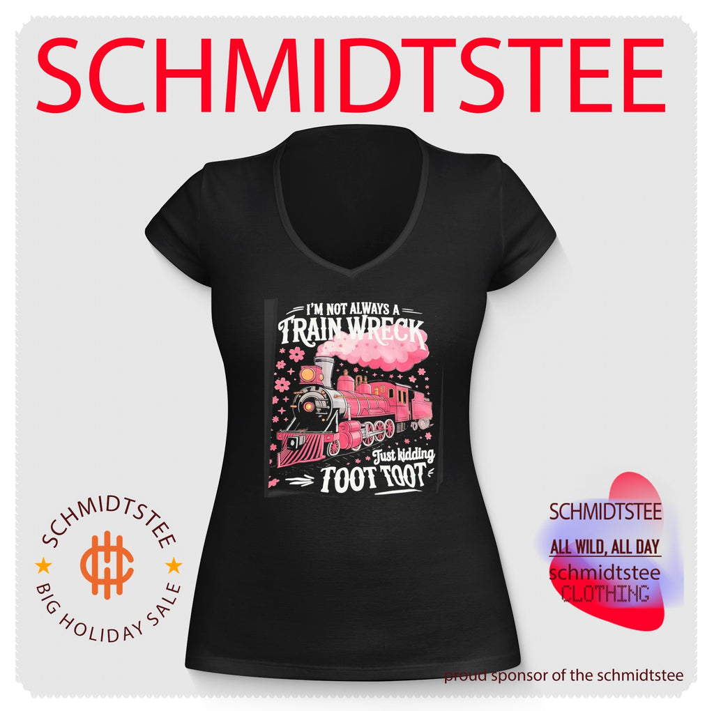 I’m not always a train wreck just kidding toot toot pink graphic train shirt