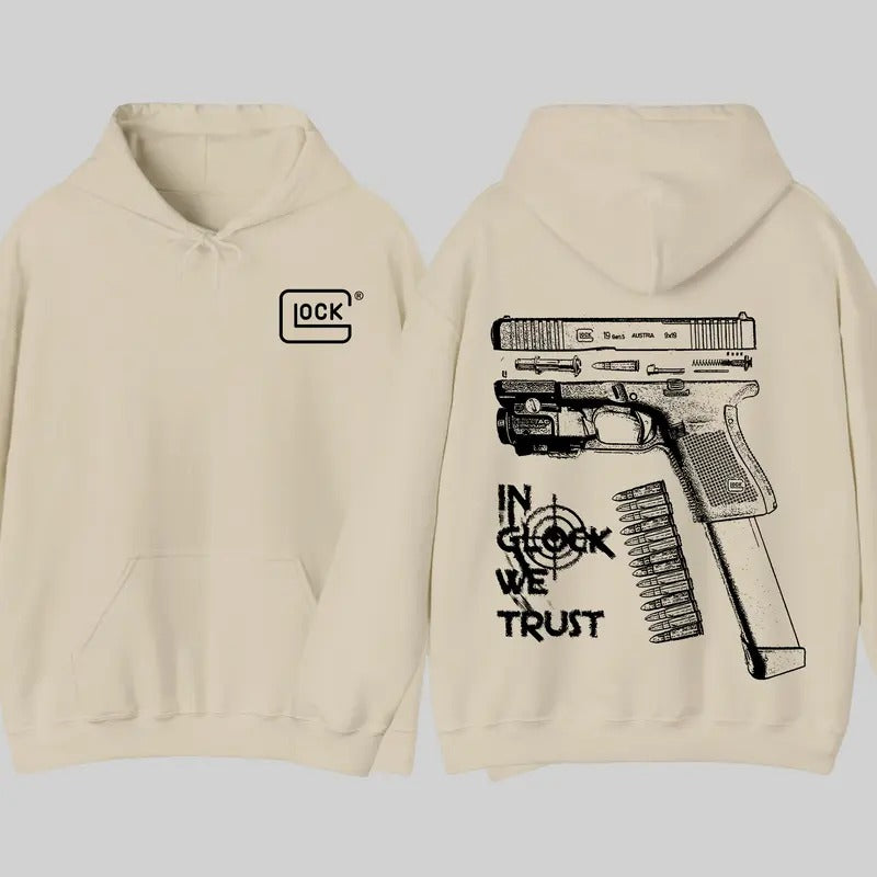 In GLock We Trust Hoodie - Black Design Graphic Hoodie - Streetwear for Men's & Women's Fit Long Sleeve Hoodie T-Shirts,...