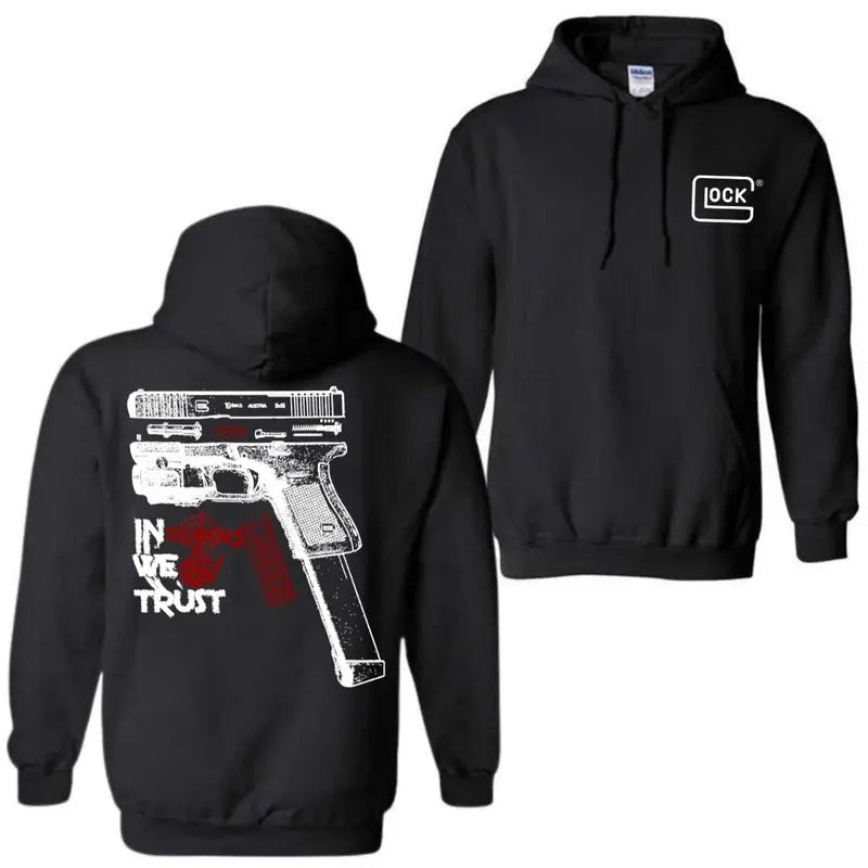 In GLock We Trust Hoodie , Glock Hoodie,  Design Glock Bone Hand Double Sided - Men's & Women's Classic Fit Long Sleeve...
