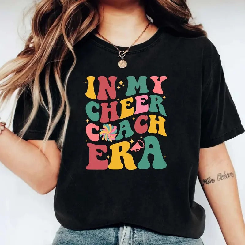 In My Cheer Coach Era Shirt, Cheerleading T-Shirt, Trendy Cheer Coach Gift Tee, Sport Lover Shirt, Retro Cheerleader Tee....