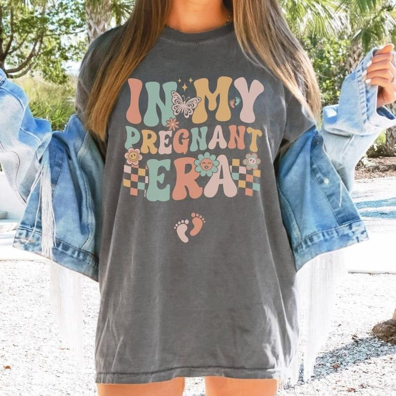In My Pregnant Era Shirt, Pregnancy Reveal Comfort Colors Shirt, Pregnancy Announcement Shirt, Mothers Day Shirt, Gift...