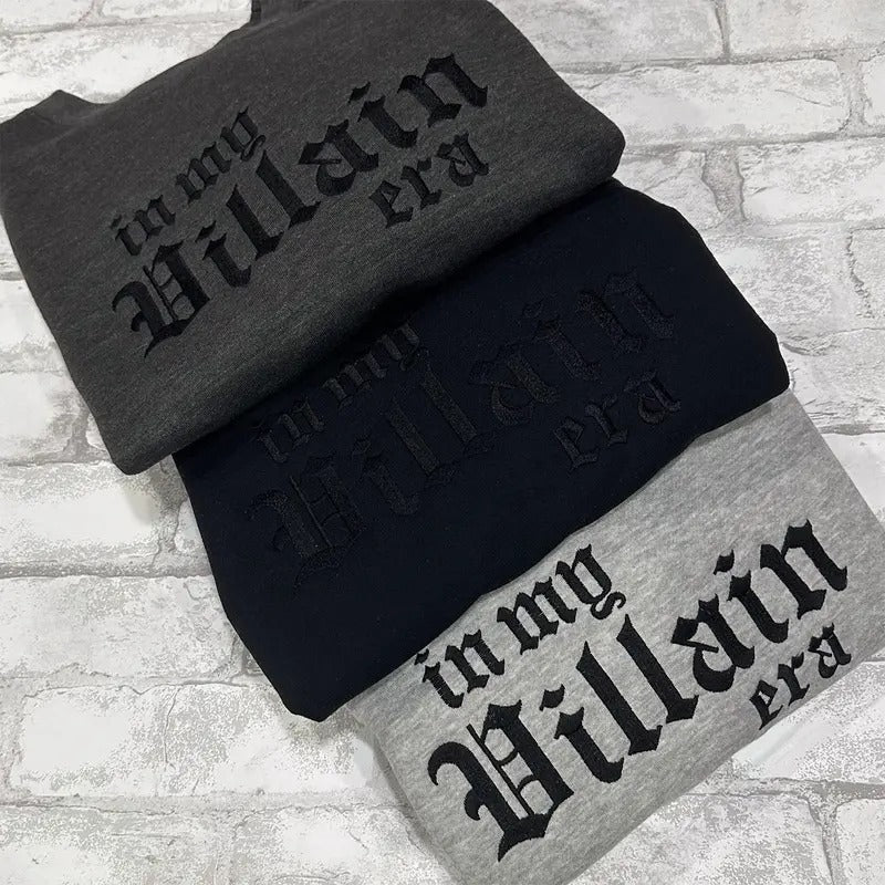 In My Villain Era Embroidered Sweatshirt, Villain Sweater, Dark Humor, Spooky Shirt Hoodie | PureTeeCo.com