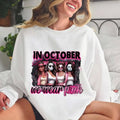 In October We Wear Pink Breast Cancer Awareness Shirt, Pink Movies Halloween Characters Breast Cancer Month Halloween...