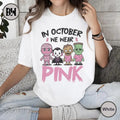 In October We Wear Pink Ghost Shirt, Halloween in October We Wear Pink, Breast Cancer Awareness Shirt, Pink Ribbon Shirt,...