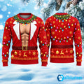 Inappropriate Muscle Santa Six Pack Ugly Christmas Sweater